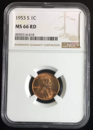1953-S Cent, NGC MS 66 RD, Free US Shipping