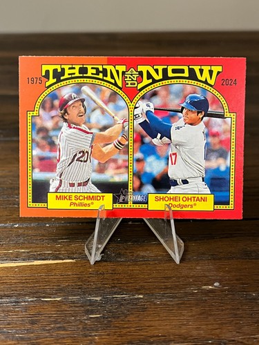 2024 Topps Heritage #TAN-2 Ohtani (Dodgers) / Schmidt (Phillies) Then and Now