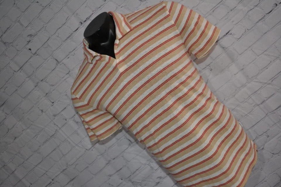 Camisa polo de golf 42734-a Onia rojo tostado a rayas talla mediana adulto hombre Foto 3 de 4