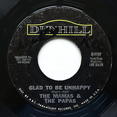 The Mamas & The Papas   Glad To Be Unhappy / Hey Girl 45 rpm Vinyl 7'' Single #2