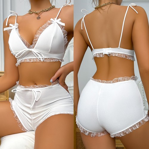 Women Sexy Sleepwear Lace Pajamas Set Shorts Nightwear Camisole Short Sets US