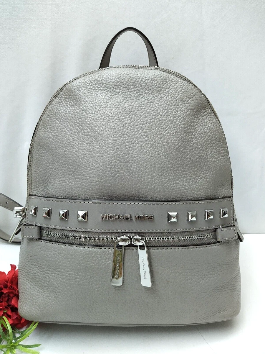 Michael Kors Rhea Medium Studded Pebbled Leather Backpack in Gray  Lyst