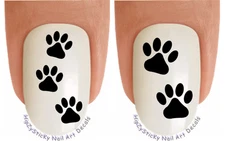 40pc Nail Art #1353 DOG "Dog Paw MINI Set Black" WaterSlide Nail Decals Transfer
