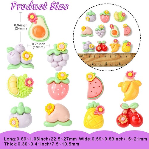 55Pcs Flatback Resin Cabochon Flowers Fruit for DIY Nail Art Scrapbooking Decor - 第 5/7 張圖片
