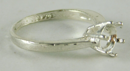 6682 Sterling Silver Ring Setting, Solitaire, 6.5mm Rd Faceted, Size 6.25 - Picture 3 of 5