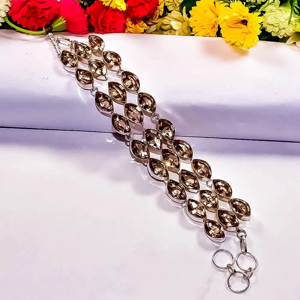 VALENTINO Bracciale Montaigne Gemma Argento Sterling 925 Fatto a Mano Gioielli Misura 7 8