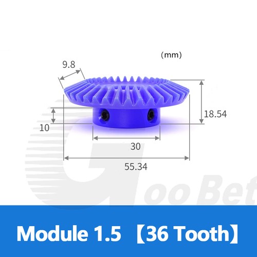 Module 1 1.5 2 Straight Bevel Gear Ratio 1:2 15 18 20 30 36 40 Tooth Nylon Blue - Picture 20 of 23