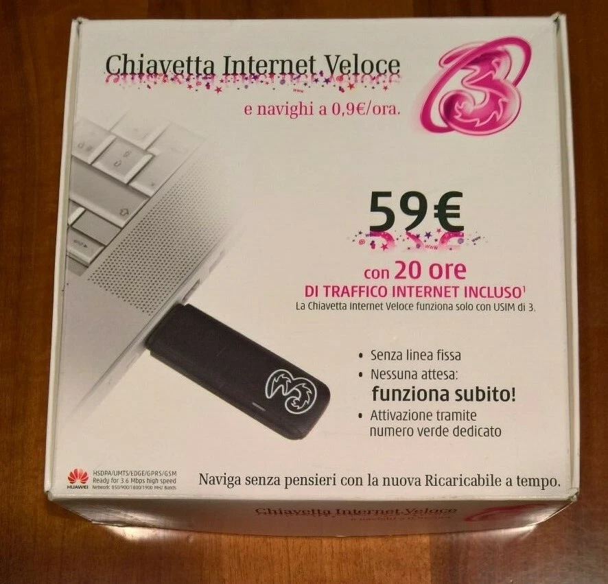 INTERNET KEY CHIAVETTA VELOCE 3 USB MODEM SIM HUAWEI MOBILE HUAWEI E156g  - Immagine 3 di 3