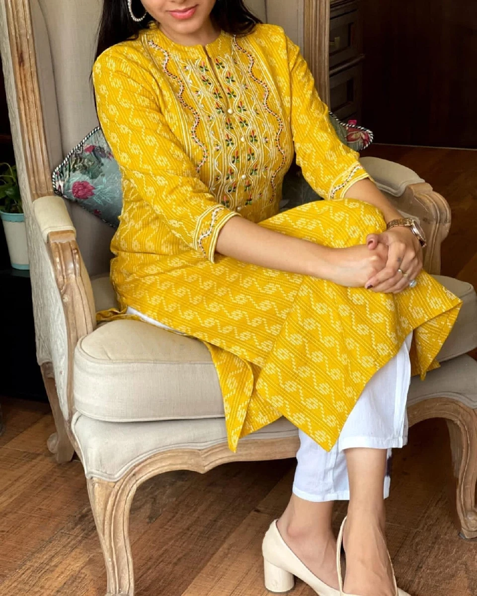 Indian Pakistani Kurti Pant Kurta Suit Salwar Kameez Set Plus Size Women Dress