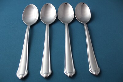 Mikasa CLASSICO SATIN Soup Spoons (4pc Set) Gerald Patrick 18-8 Korea NEW 7 1/2''