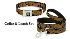 Buckle Down Scooby Doo Collar & 4ft Leash Set Seatbelt Style Small 13"-18" Neck