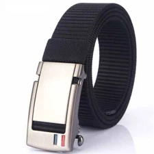 Mens Nylon Belt Metal Automatic Buckle Belts Outdoor Sports Casual Jeans Strap