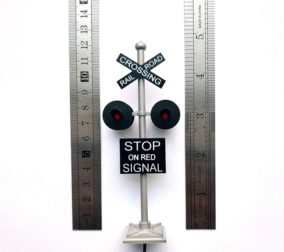 XFY  O Scale Crossing Signal  1pcs Four Red LED Lights 1:48 Train Railway Layout - Image 4 of 4