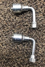 2 Parker 14143-4-4 Long Drop Elbow 1/4" Hose x 1/4" Female JIC Swivel Fitting 