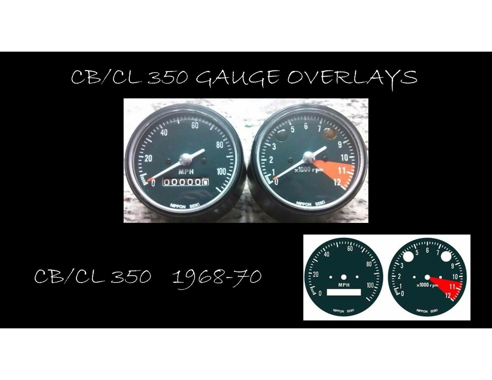 Honda CB350 K Branded goods CB 350 CL350 Gauge Clock Speedometer Dec Max 57% OFF Overlay