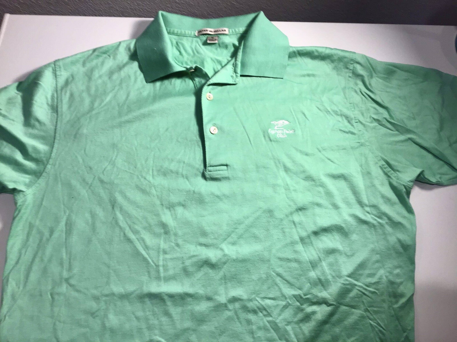 Solid Authentic Golf Men Peter Millar Green Polo … - image 3