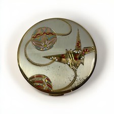 Rare MC Vintage Make Up Compact Unique Origami Cranes Gold Toned 1950s Granny Co