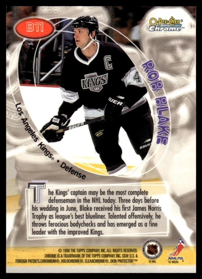 1998-99 O-Pee-Chee Chrome Board Members Rob Blake Los Angeles Kings #B11 - Image 2 of 2