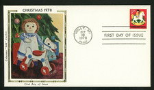 CHRISTMAS TOYS HOBBY HORSE RAGGEDY ANNE 1978 COLORANO SILK FDC UNADD
