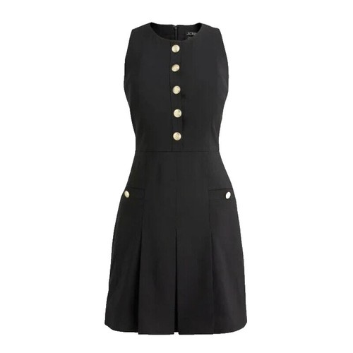 NWT J.Crew Collection Buttoned Sheath in Black Italian Stretch Wool Dress 8  | eBay