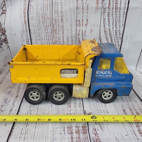Vintage 13" Structo by ERTL pressed steel blue & yellow dump truck parts/repair - Picture 7 of 13