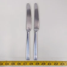 Fortessa Stainless Steel Dinner Knives Set Modern Flatware Brushed Silver Pair