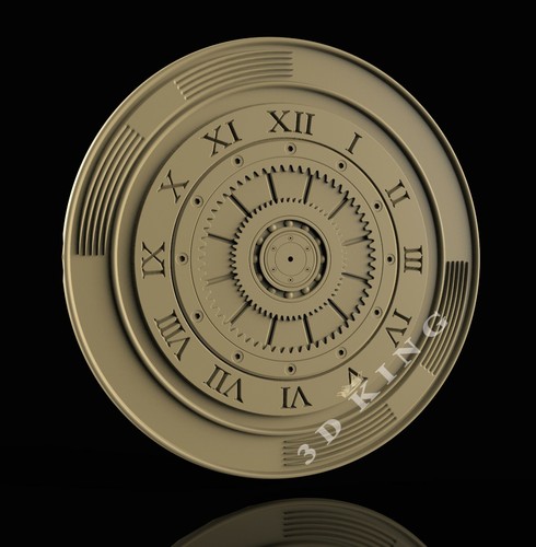 2 Pcs 3D STL Models MECHANICAL WALL CLOCK for CNC Router Aspire Artcam 3D Print - Picture 2 of 3
