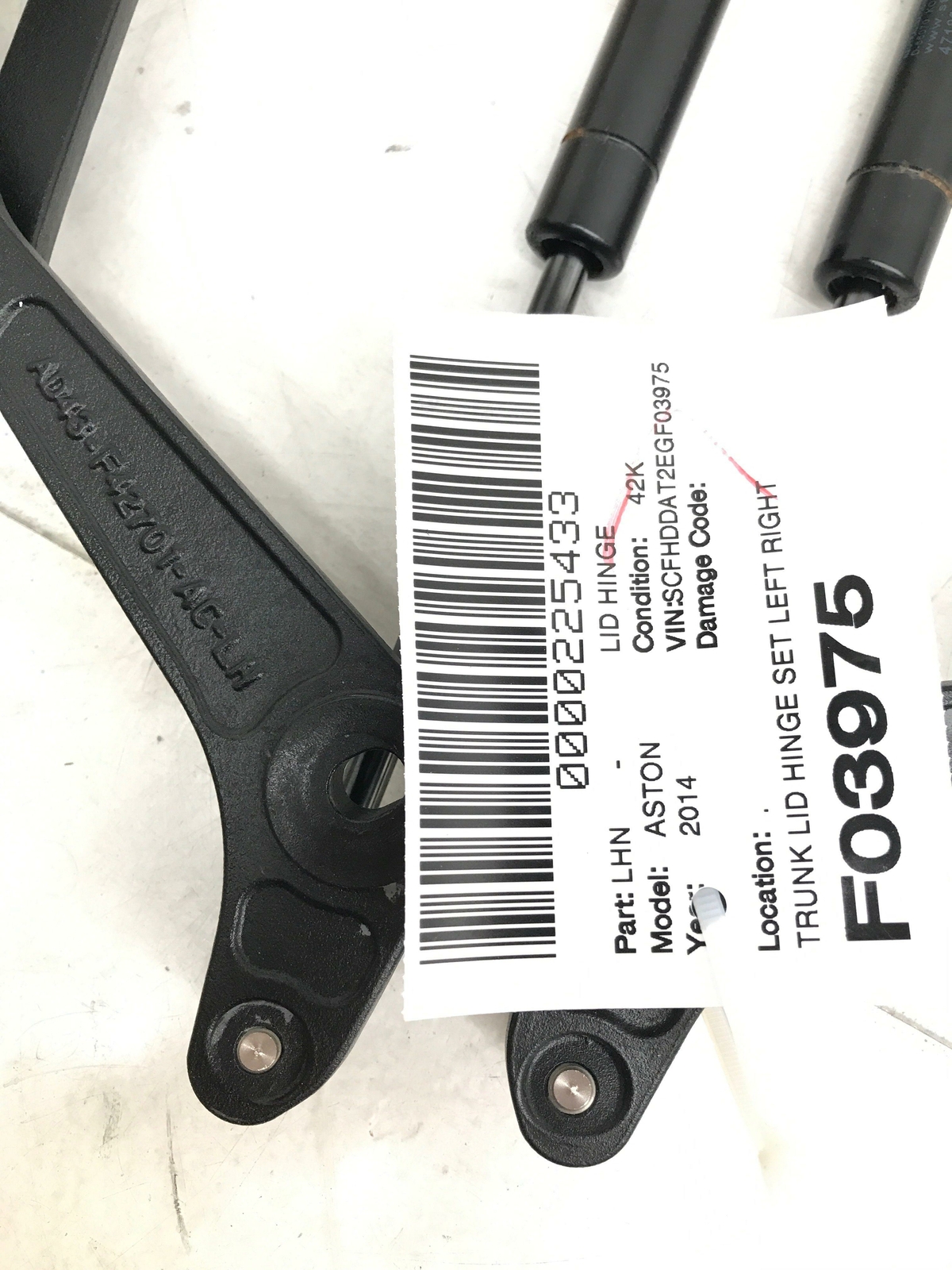 ASTON MARTIN RAPIDE TRUNK LID HINGE SET LEFT RIGHT AD43-F42700-AC AD43-F42701-AC