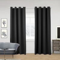 2X Thermovorhang Gardinen ÖSen Schal Blickdicht Verdunkelung Schwarz 245X135 Cm