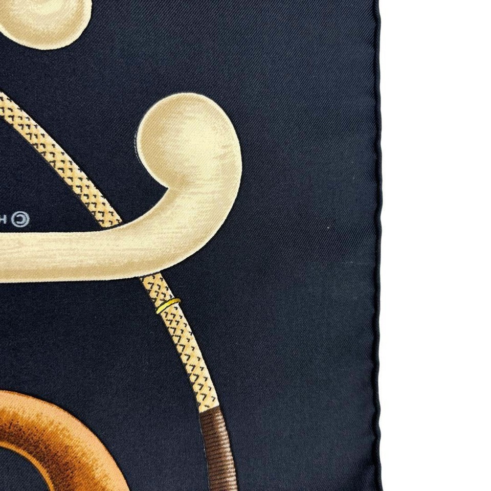 Hermes Scarf Carre90 Cane Pattern Silk Black Q18 eBay