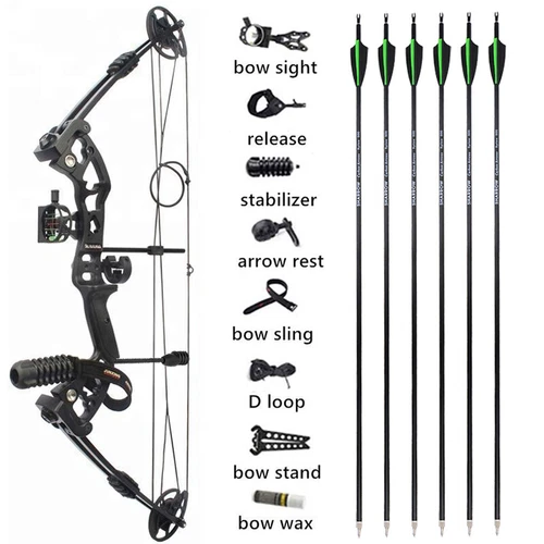 30-60lbs Compound Bow Arrows Kit Archery Fishing Hunting Adult Target Shooting - Picture 1 of 38