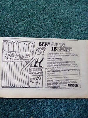 Xm19 Ephemera 1972 Werbung Nesquik Glo Flo Stifte