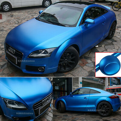 65FT Full Car SUV Wrap Pearl Metal Chrome Vinyl Sticker Blue Decal Flexible AXUS
