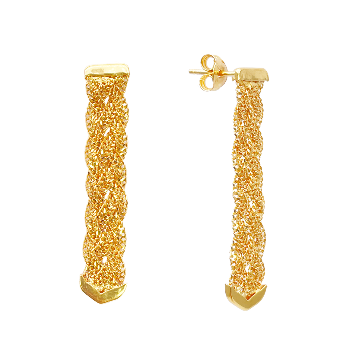 22ct Gold Filigree Earrings Braided Drop Studs UK