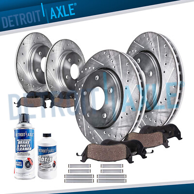 Front Rear Drilled Rotors Ceramic Brake Pads for 2003 - 2006 Jeep Wrangler TJ