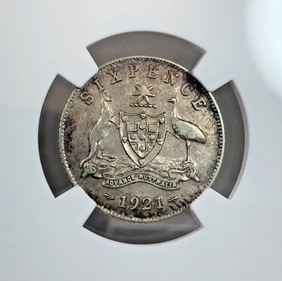 1921 (M & S) AUSTRALIA George V Sixpence Silver Coin NGC XF45 KM-25 6 Pence - Image 4 of 4