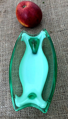 Vintage 60er Jahre Sasaki of Japan grüne Kunst Glasschale ~ 17 cm