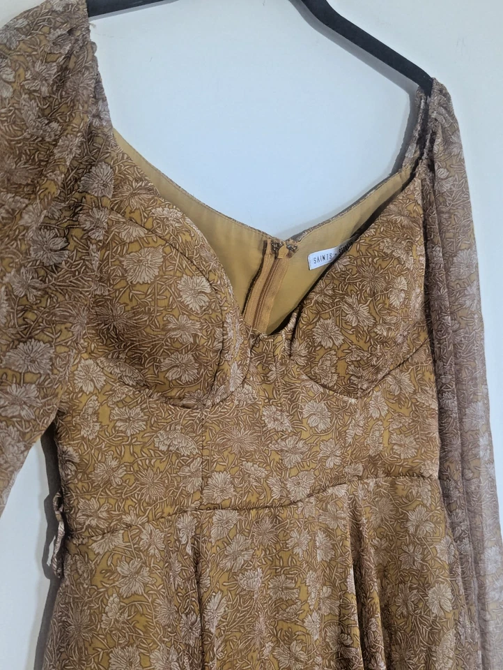 Saints + Secrets Women Coquette Romper Size M Milkmaid Sheer Floral Feminine - Image 2 of 4