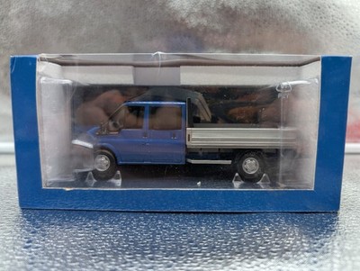 Paul's Art 1:43 Ford Transit Double Cab Flatbed Truck Blue Dealer