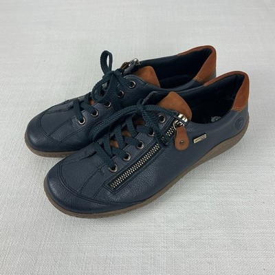 Remonte Tex Liv 2 Womens Leather Shoes US 8-8.5 EU 39 Blue Comfort Sneakers