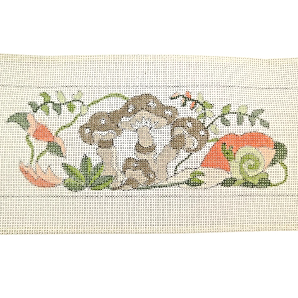 Vtg 29" Mushroom & Snail Garden Hand Painted Needlepoint Canvas Shariane Designs - Image 3 of 4