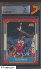 Kevin Willis Signed 1986-87 Fleer Basketball #126 RC GU Patch BGS BAS 9 AUTO