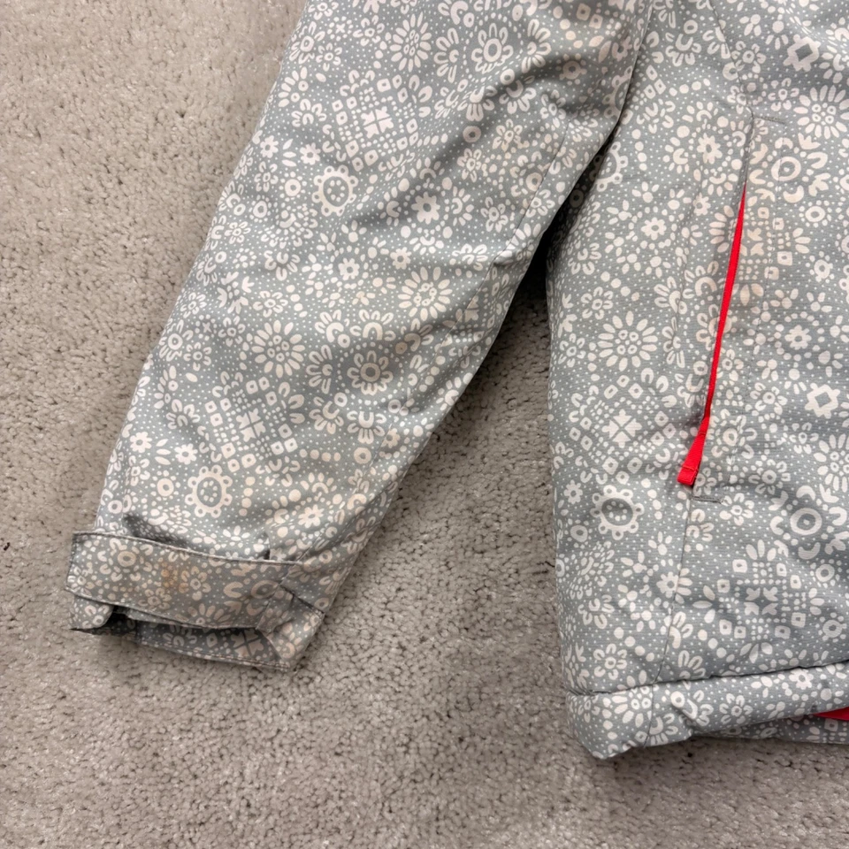 Chaqueta de esquí Columbia para niñas talla grande 14-16 gris floral con capucha aislante nieve Foto 2 de 4