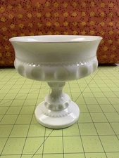 Milk Glass Compote, Kings Crown Design, Indiana Glass  Or U.S. Glass, VGC 
