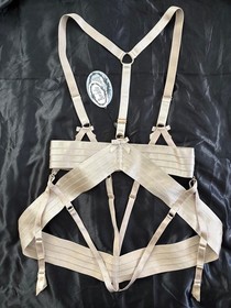 Gorgeous Bordelle Asobi Harness in Caramel, Bondage Lingerie, Sz M, New w Tags!