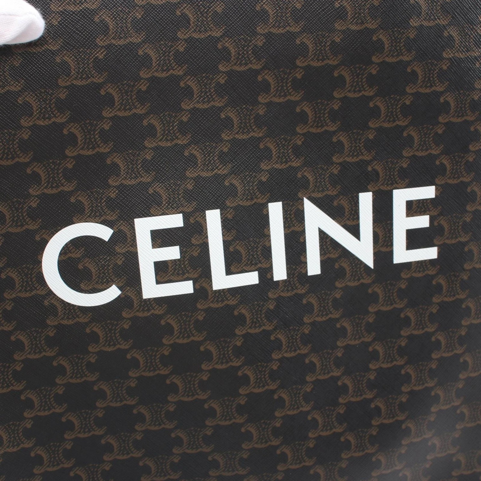 CELINE Borsa Trionfo Media Verticale Nero Marrone Tela PVC Usata