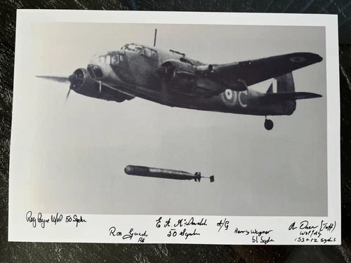 photo of a Bristol Beaufighter signed by WW 2 Veterans