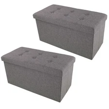Ottoman Set of 2 - Ottoman Foot Rest, Linen Chest, or Storage Bench Set - 30i...