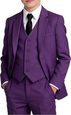 Boys Size 20 Purple Suit Tux 5 Pieces Tuxedo Formal Blazer Vest Necktie Shirt