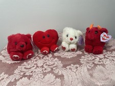 Vintage 1990 Puffkins Valentine Teddy Bear Devil Heart Plush